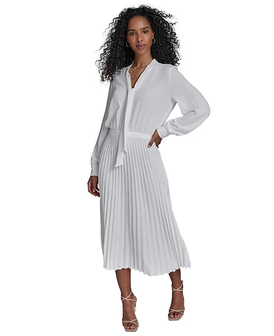 Calvin Klein Women's Tie-Neck Pleated-Skirt Dress