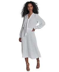 Calvin Klein Women's Tie-Neck Pleated-Skirt Dress