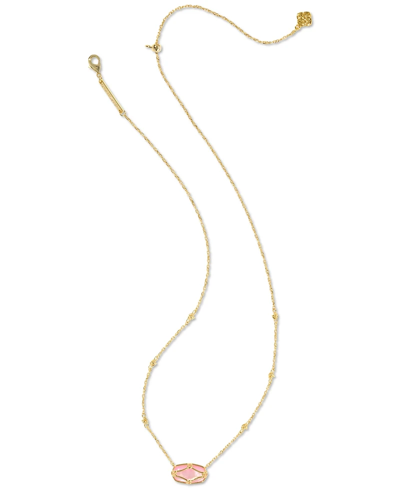 Kendra Scott 14k Gold-Plated Lattice-Framed Mother-of-Pearl 19" Adjustable Pendant Necklace