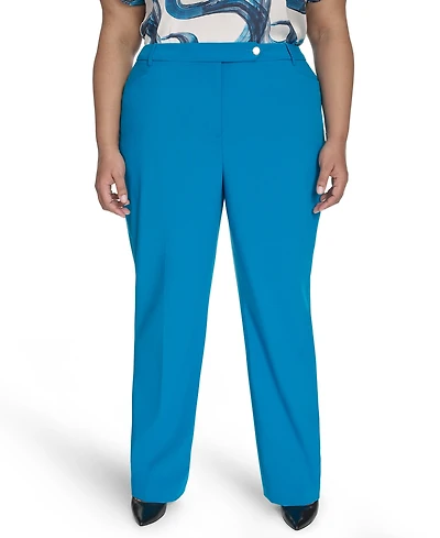 Calvin Klein Plus Size Lux Modern Fit Mid Rise Straight-Leg Pants