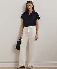 Lauren Ralph Petite 100% Linen Wide-Leg Pants