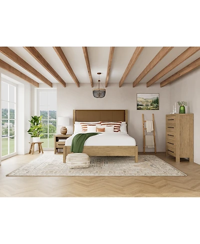 Davie 3-Pc. King Set (Leather Bed, Chest & -Drawer Nightstand