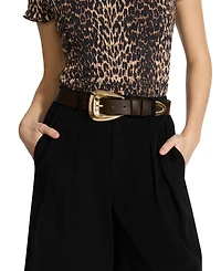 Steve Madden Topstitched Textured Polyurethane Pant Belt