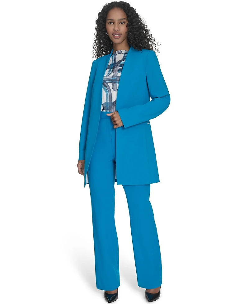 Calvin Klein Petite Collarless V-Neck Long Blazer