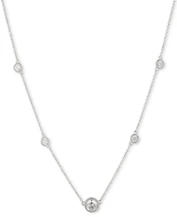 Lauren Ralph Lauren Sterling Silver Cubic Zirconia Station Collar Necklace, 16" + 3" extender