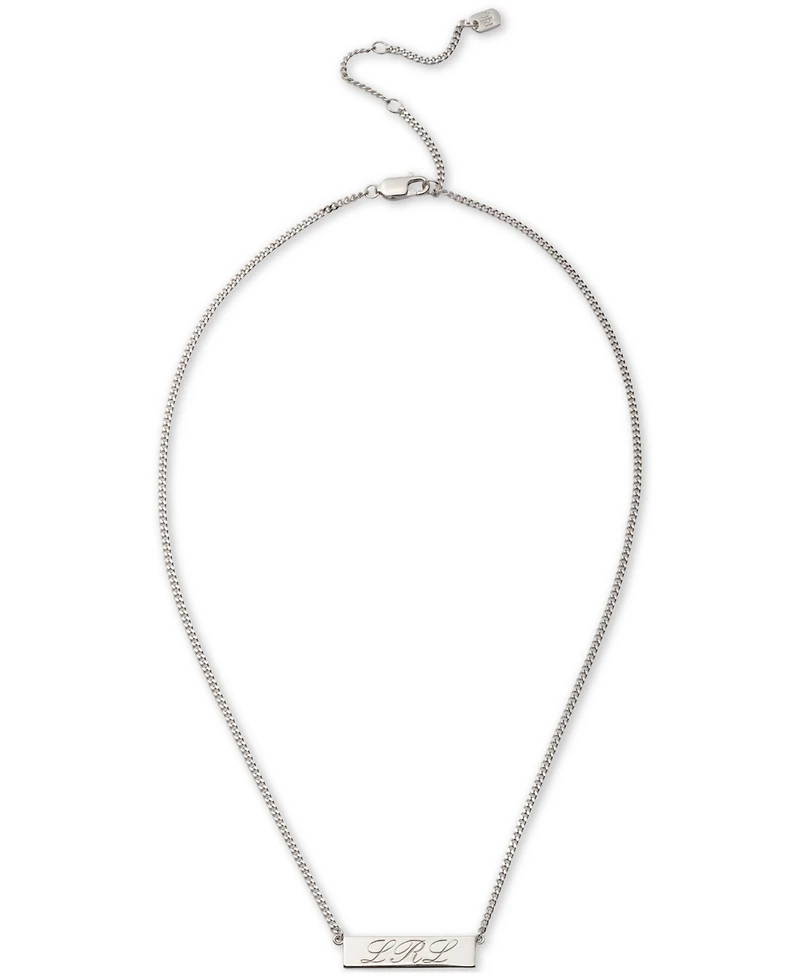 Lauren Ralph Lauren Sterling Silver Logo Script Pendant Necklace, 16" + 3" extender