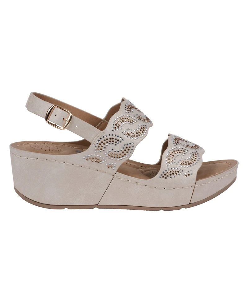 Gc Shoes Women's Alexia Embellished Wedge Sandals
