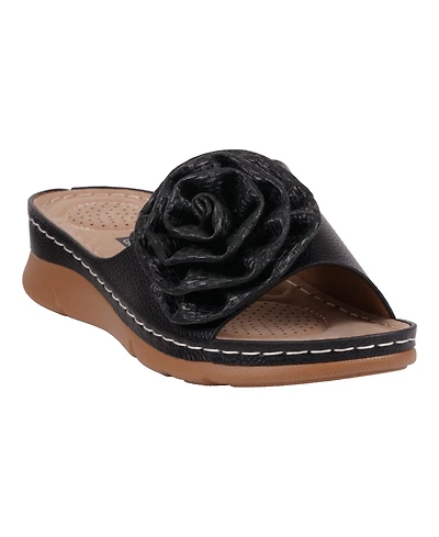 Gc Shoes Women's Honey Flower Rosette Flat Sandals