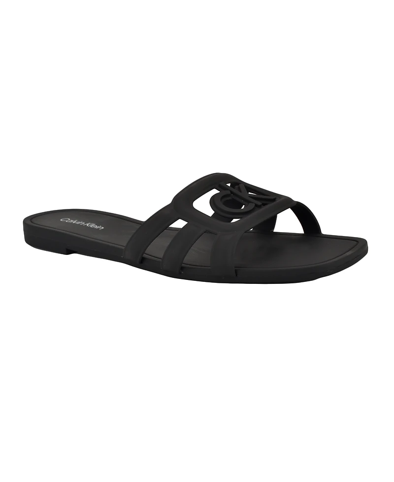 Calvin Klein Women's Yoana Logo Slip-On Jelly Flat Sandals