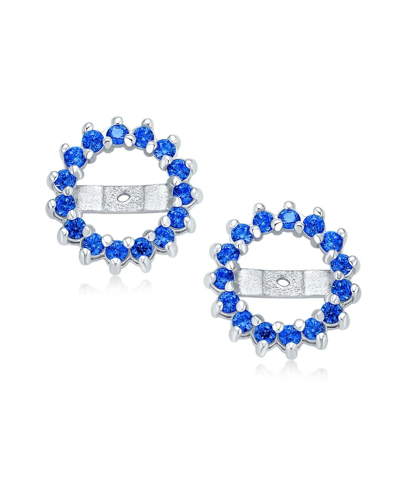 Bling Jewelry Cubic Zirconia Cz Round Removable Pave Halo Earrings Jackets Studs Jacket Only Gold Plated .925 Sterling Silver