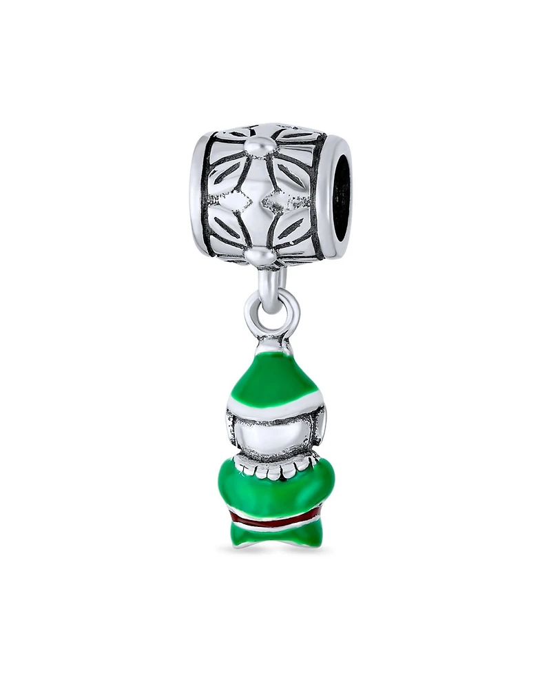 Bling Jewelry Christmas Charm Bead Santa Helper Elf Enamel European Bracelet Sterling Silver