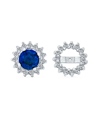 Bling Jewelry 2 1 Removable Jackets Cubic Zirconia Cz Crown Halo Ear Jacket with Round Solitaire Stud Earrings .925 Sterling Silver