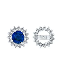 Bling Jewelry 2 1 Removable Jackets Cubic Zirconia Cz Crown Halo Ear Jacket with Round Solitaire Stud Earrings .925 Sterling Silver