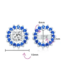 Bling Jewelry Cubic Zirconia Cz Round Removable Pave Halo Earrings Jackets Studs Jacket Only Gold Plated .925 Sterling Silver