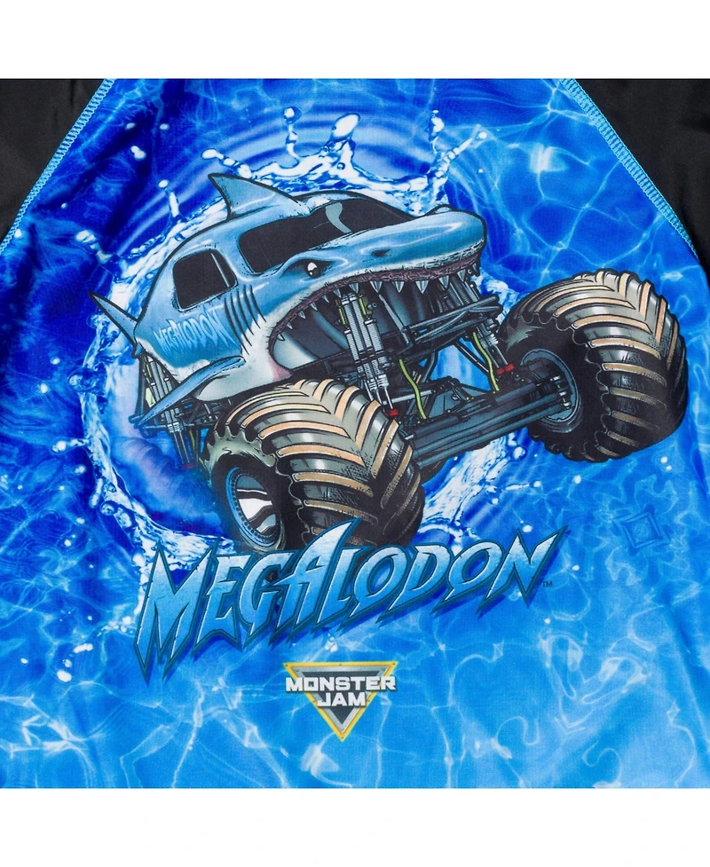 Monster Jam Boys Pullover Rash Guard and Swim Trunks Outfit Set