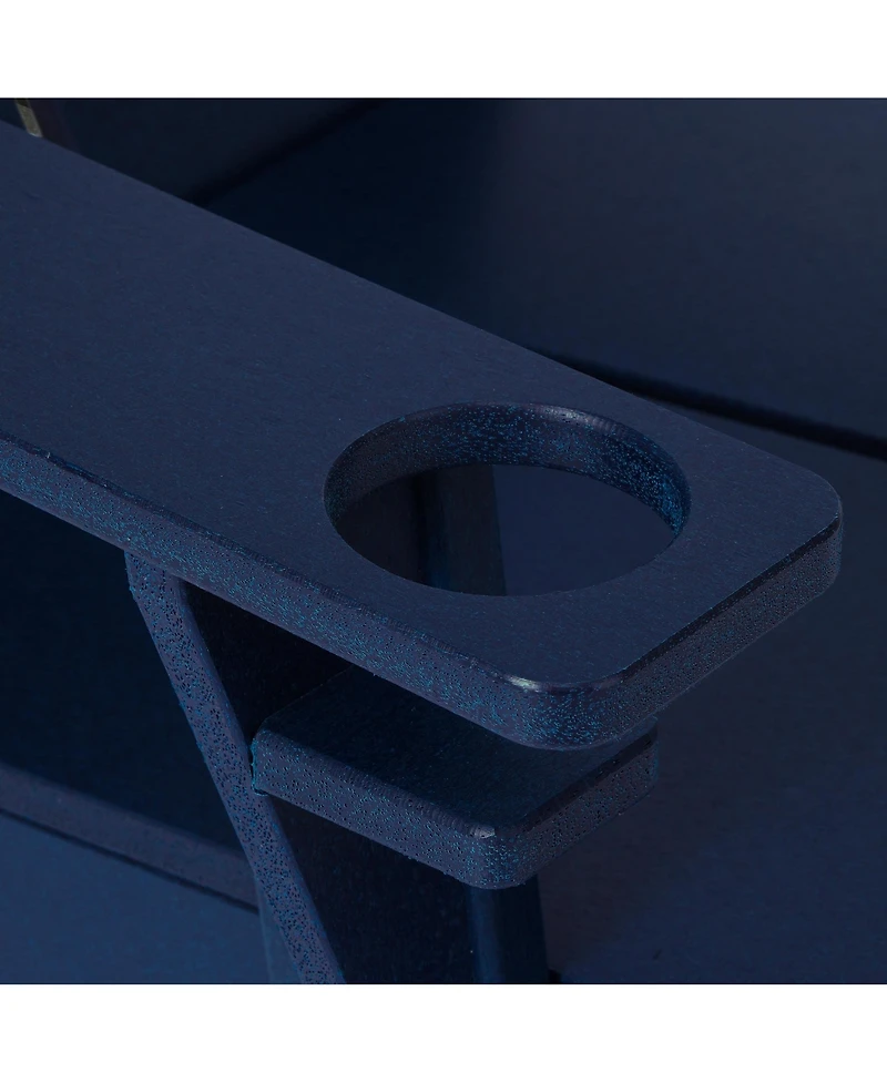 Outdoor Hdpe Modern Adirondack Chair with Folding Patio Ottoman and Cup Holder