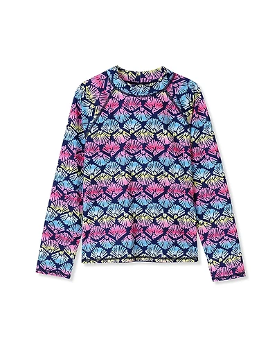 Lands' End Girls Chorine Resistant Long Sleeve Mock Neck Rash Guard