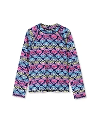 Lands' End Girls Chorine Resistant Long Sleeve Mock Neck Rash Guard