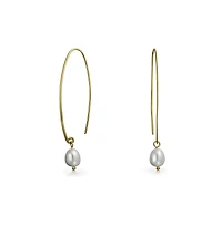 Bling Jewelry Minimalist Dangle Earrings 14K Gold Plated Pearl Threader Sterling Silver