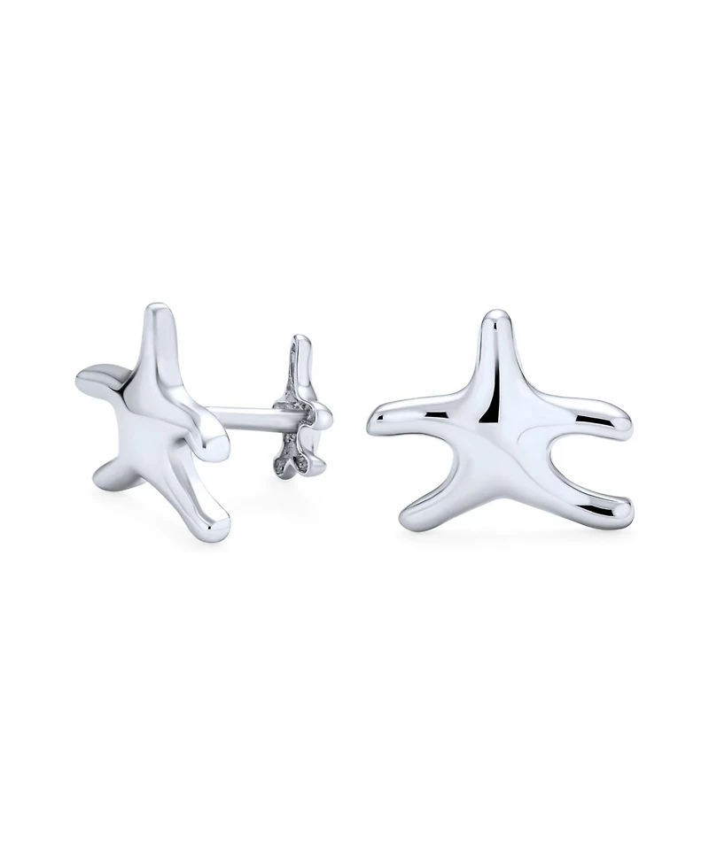 Bling Jewelry Nautical Double Starfish Shirt Cufflinks Solid French Style Fixed Backing .925 Sterling Silver