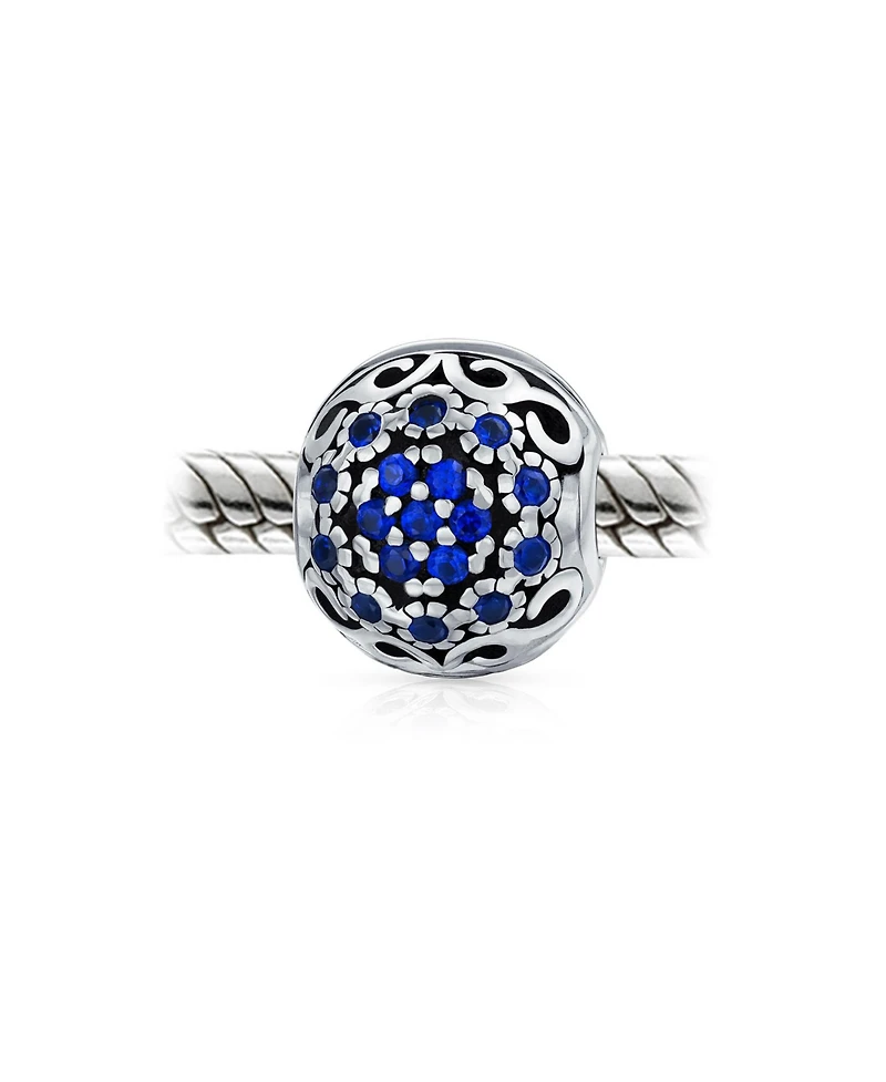 Bling Jewelry Simulated Sapphire Blue Crystal Bead Charm European Bracelet