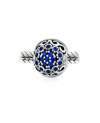 Bling Jewelry Simulated Sapphire Blue Crystal Bead Charm European Bracelet