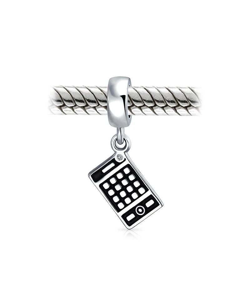 Bling Jewelry Bookkeeper Accountant Math Wiz Calculator Dangle Bead Charm Oxidized .925 Sterling Silver Fits European Bracelet
