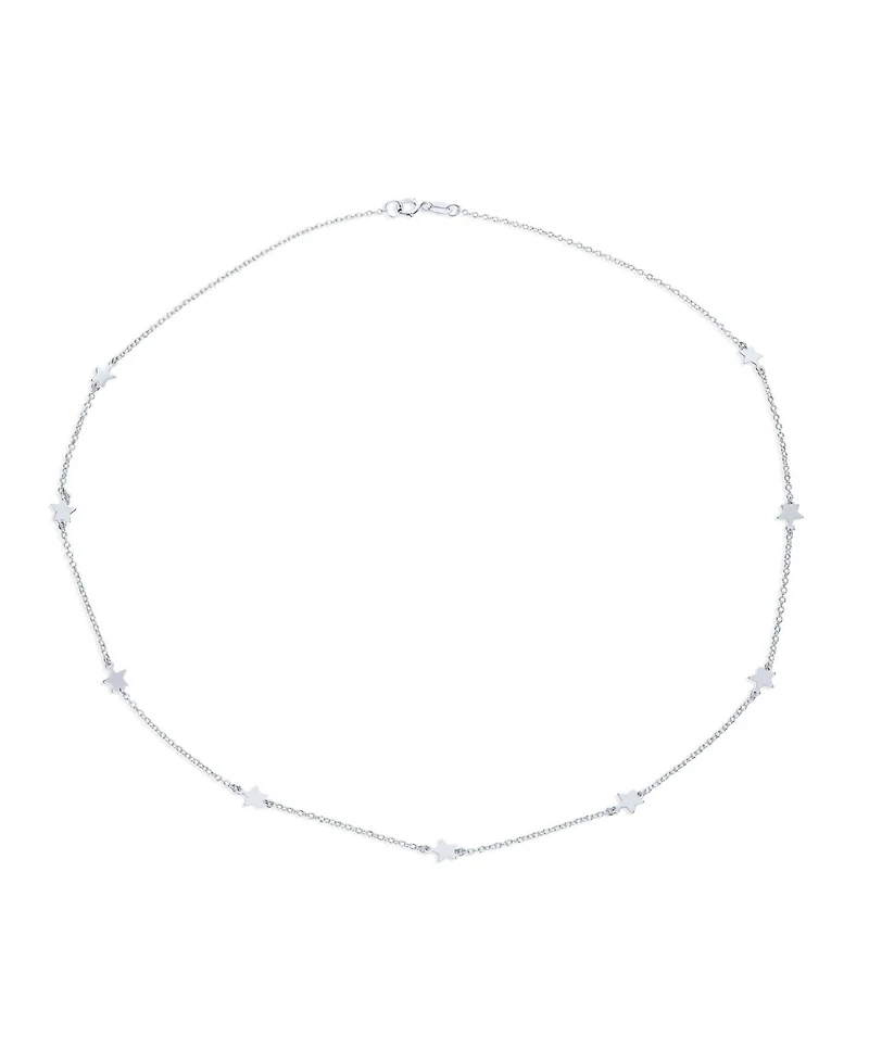 Bling Jewelry Dainty Celestial Multi Star Strand Necklace in Sterling Silver Usa Patriotic Design