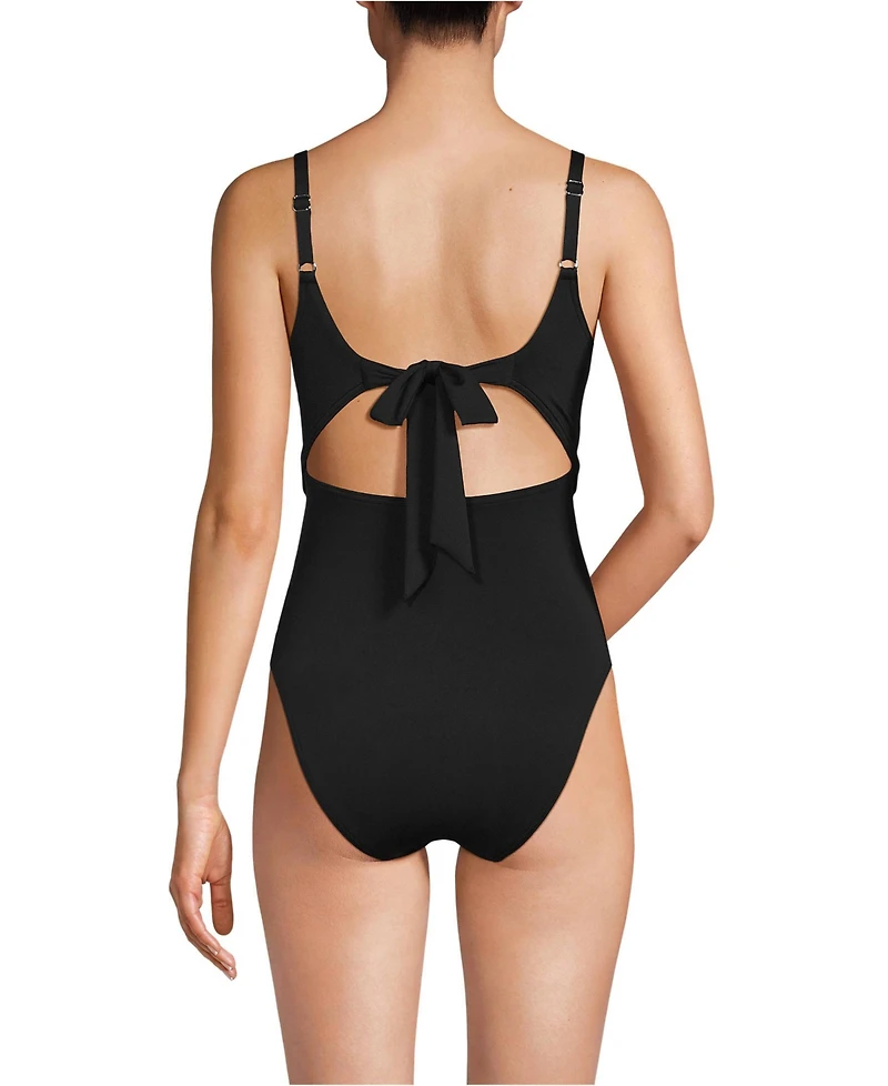Lands' End Women's Wrap Monokini High Leg One Piece Swimsuit