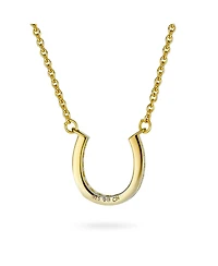 Bling Jewelry Cz Pave Cubic Zirconia Lucky Good Luck Horseshoe Pendant Necklace Gold Plated .925 Sterling Silver