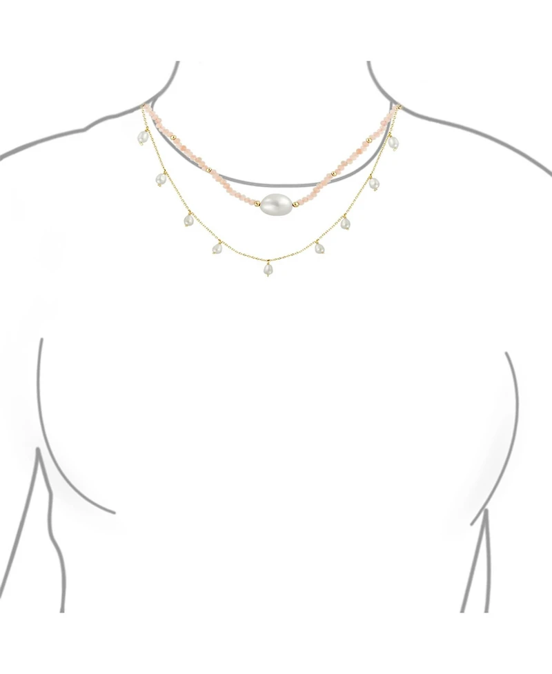 Bling Jewelry Boho Dainty Minimalist Simple Delicate Layered Multi Strand Nature Pink Thin Cultured White Baroque Pearl Strands Necklace Choker Yellow