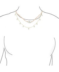 Bling Jewelry Boho Dainty Minimalist Simple Delicate Layered Multi Strand Nature Pink Thin Cultured White Baroque Pearl Strands Necklace Choker Yellow