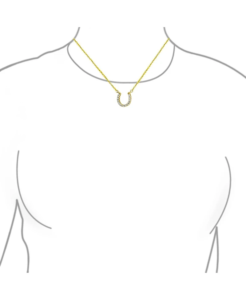 Bling Jewelry Cz Pave Cubic Zirconia Lucky Good Luck Horseshoe Pendant Necklace Gold Plated .925 Sterling Silver