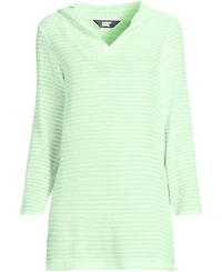 Lands' End Women's Rayon Rib Hooded Mini Cover-up Dress