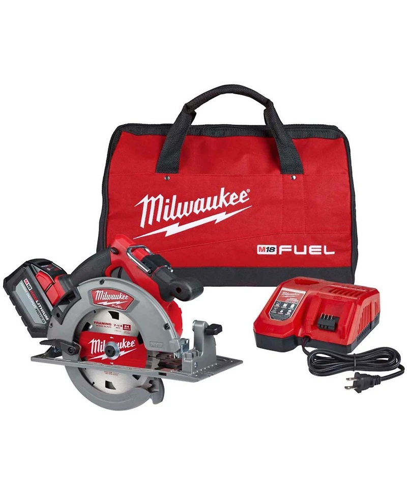 Milwaukee 2732-21HD M18 Fuel 18V Lithium-Ion Brushless Cordless 7-1/4 in. Circular Saw Kit with Battery, Charger, Tool Bag