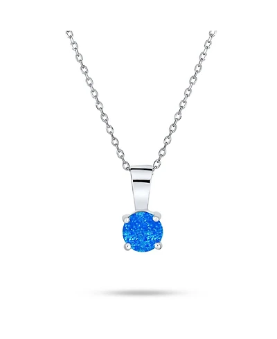 Bling Jewelry Classic 1CT Round iridescent Orange White Blue Solitaire Created Opal Pendant Necklace Rose Gold Plated .925 Sterling Silver