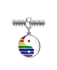 Bling Jewelry Sterling Silver Lgbtq Rainbow Yin Yang Dangle Charm Bead Disc Tag