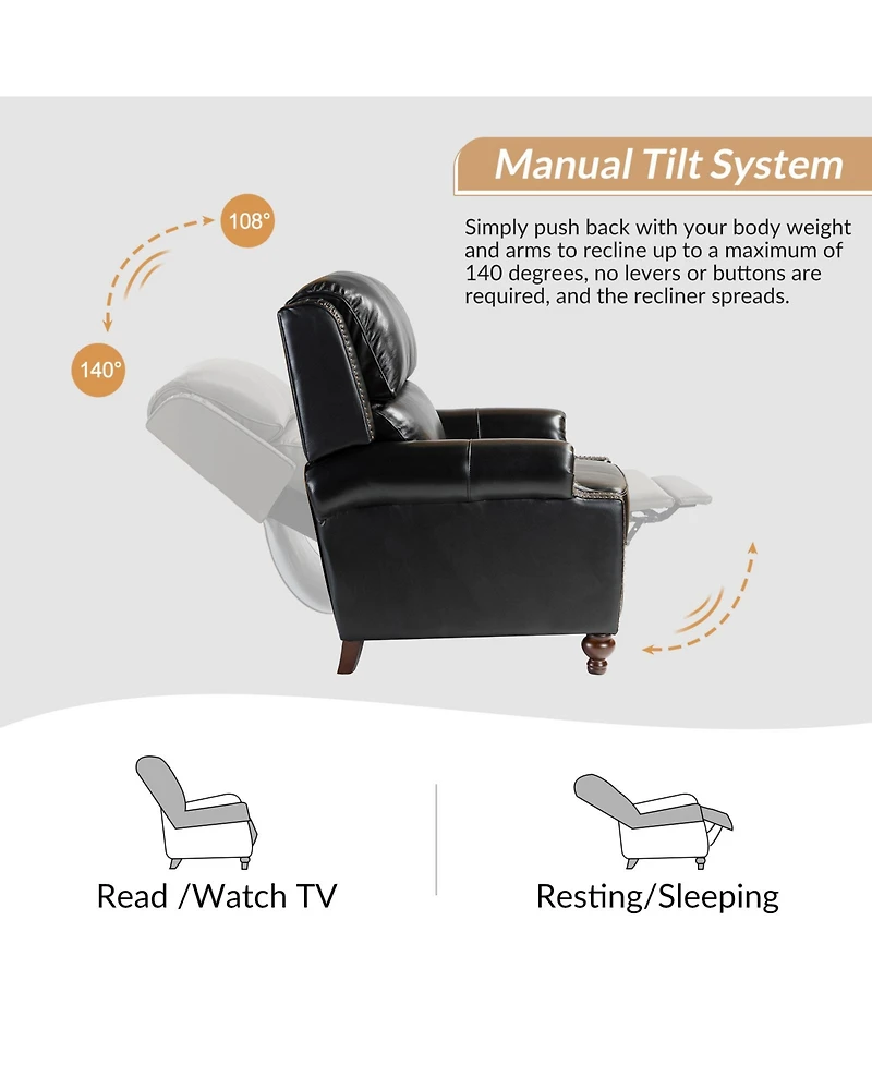 Franco Genuine Leather Manual Recliner