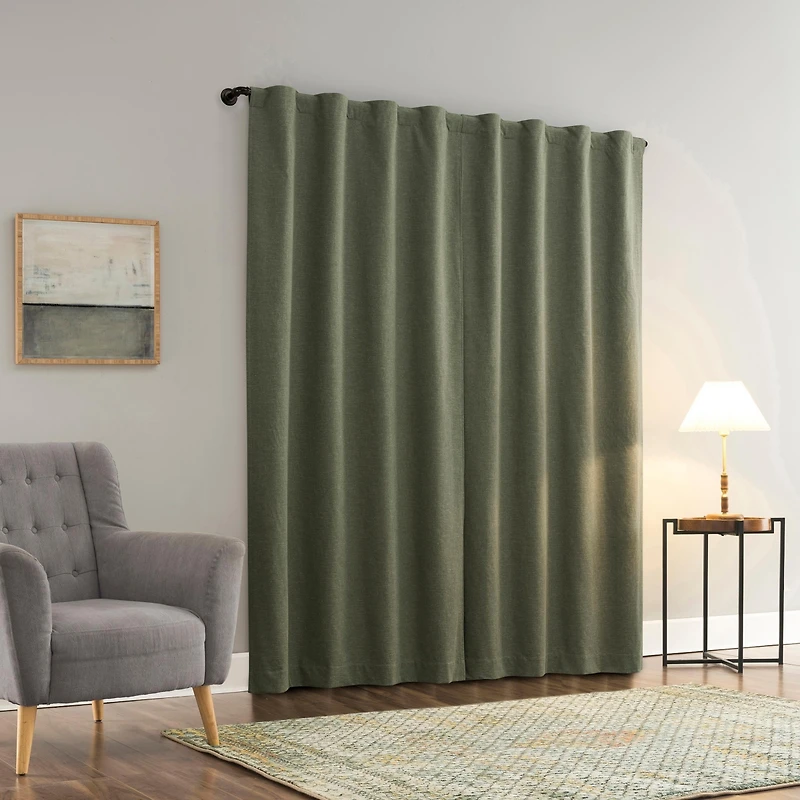 Treviso Linen Blend Magnetic Closure 100% Blackout Back Tab Curtain Panel