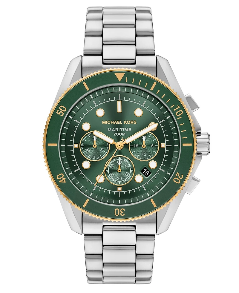 Michael Kors Men's Maritime Chronograph Silver-Tone Stainless Steel Watch, 45mm