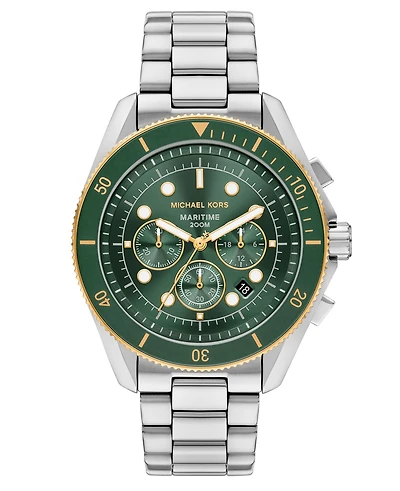 Michael Kors Men's Maritime Chronograph Silver-Tone Stainless Steel Watch, 45mm