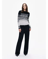 Nocturne Women's Striped Crocheted Knitted Sweater
