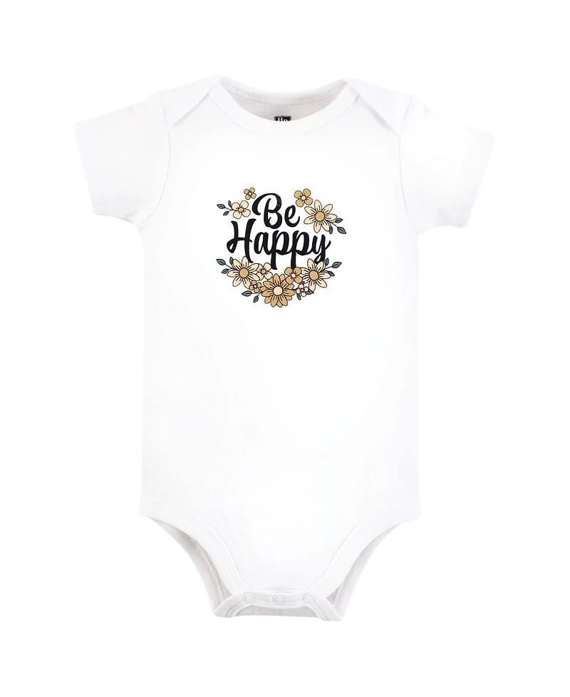 Hudson Baby Baby Girls Hudson Comfy Everyday Cotton Bodysuits 3-Pack