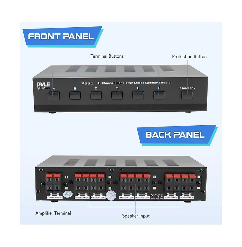 Pyle 6-Channel High Power Stereo Speaker Selector - PSS6