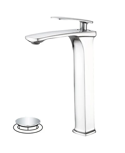 Single Hole Single Handle Bathroom Vessel Sink Faucet With Pop Up Drain Without Overflow In Polished Chrome
