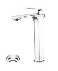 Single Hole Single Handle Bathroom Vessel Sink Faucet With Pop Up Drain Without Overflow In Polished Chrome