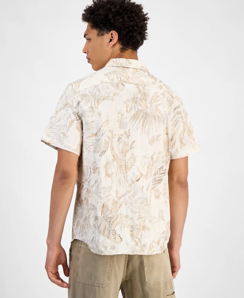 Guess Men's Embro Printed Short-Sleeve Button Shirt