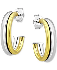 Giani Bernini Double Tube Small Hoop Earrings in Sterling Silver & 18k Gold-Plate, 5/8", Exclusively at Macy's