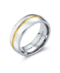 Bling Jewelry Simple Black Silver Two Tone Center Couples Titanium Band Ring Comfort Fit