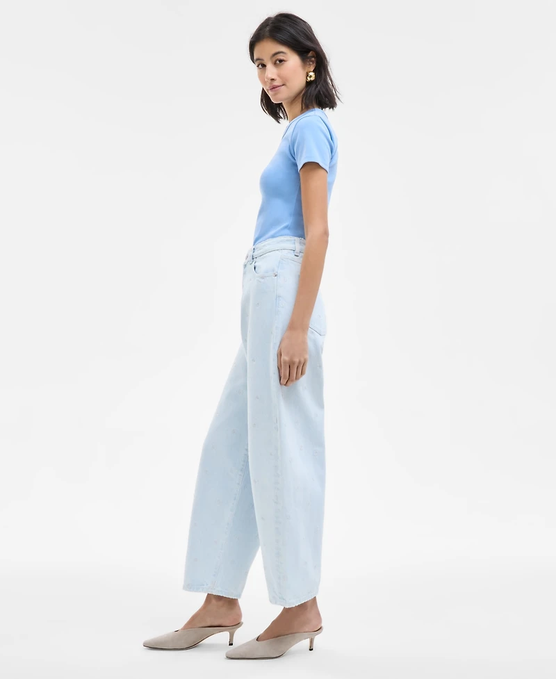 Hugo Women's Floral High-Rise Tapered Ankle Jeans